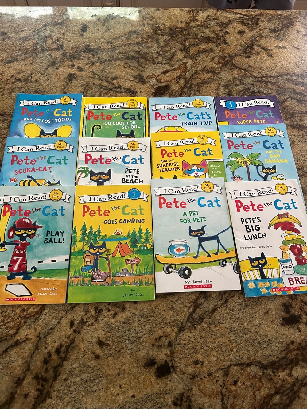 12 Scholastic Pete the Cat Book Set - Assorted Blue/Yellow/Cream Covers